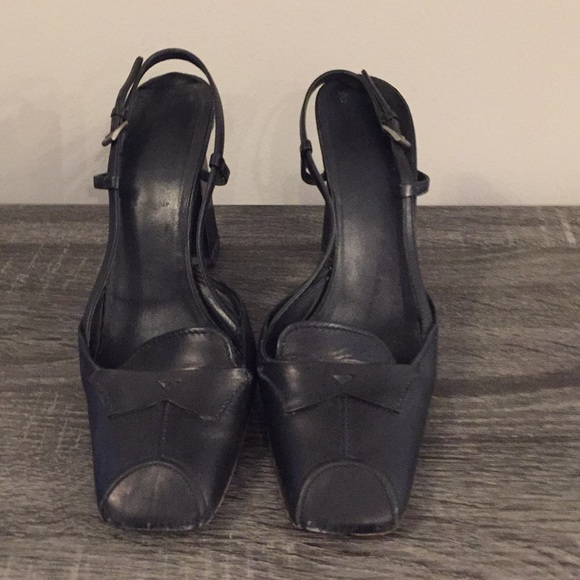 Prada Sling Back Mules Black 39 1/2 - Picture 1 of 6